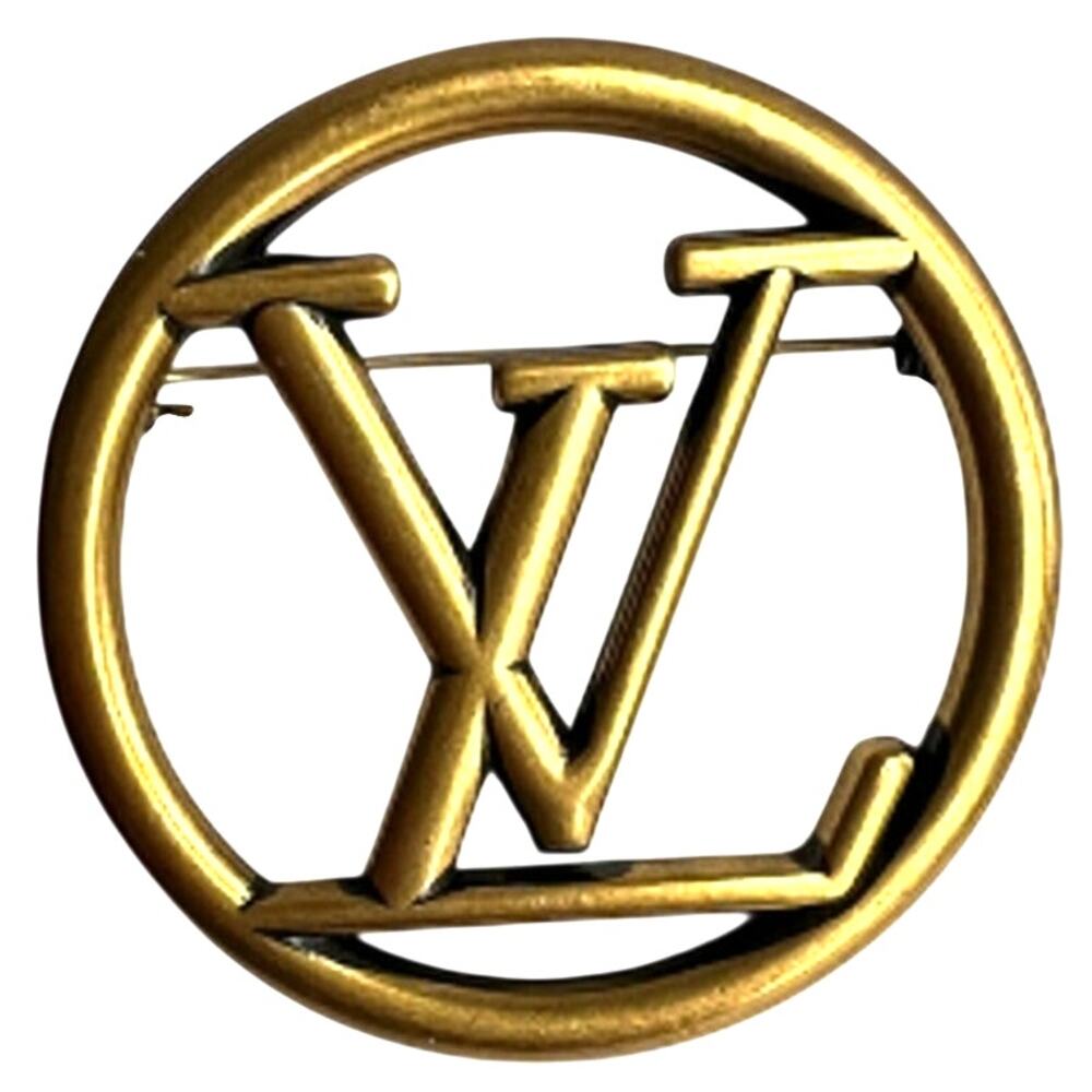 Louis Vuitton Vintage Gold Circle LV Monogram Brooch (LVXX004)